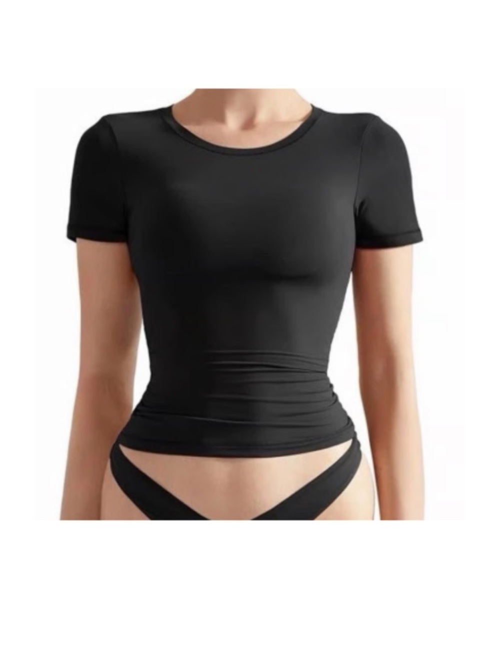 Black Short Sleeve Women’s Crewneck Top
